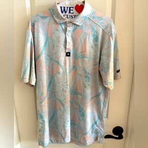 Bad Birdie Pastel Leaf Print Polo